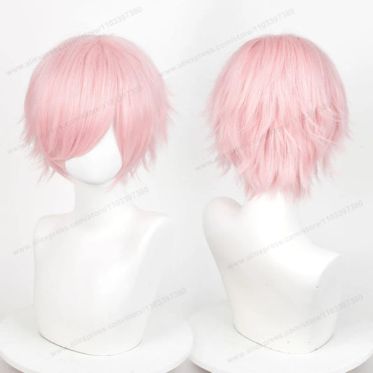 Anime 30cm Short Straight Cosplay Wig Black White Green Brown Purple Blue Gray Red Gold Man Women Heat Resistant Synthetic Hair