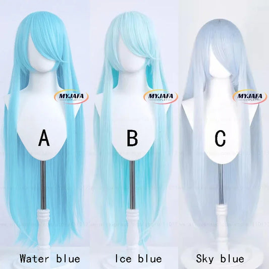 100cm Long Straight Cosplay Anime Compatible Universal Omnipotent Solid Color Heat Resistant Synthetic Hair Wigs + Wig Cap